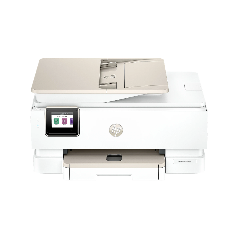 HP ENVY Photo 7975 Wired & Wireless Inkjet Multifunction Printer - Color - White/Light Portobello - Copier/Printer/Scanner - 15 ppm Mono/10 ppm Color Print - 4800 x 1200 dpi Print - Flatbed/ADF Scanner - Wireless LAN - USB - For Plain Paper Print - 1